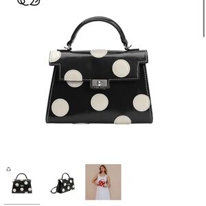 Melie Bianco Black and White Polka Dot Mini Bag